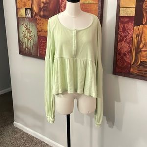 Urban Outfitters ‘Out From Under’ Henley Peplum Thermal long sleeve Shirt